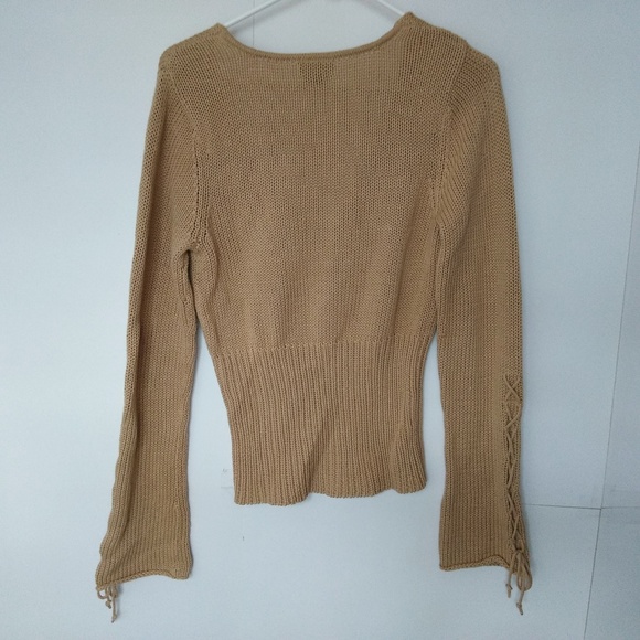 Guess Knit Sweater /Top Lace Closure Light Brown - Picture 2 of 4